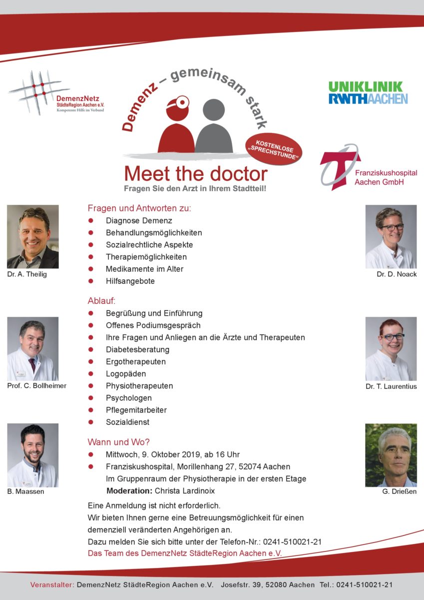 Kostenlose Sprechstunde zum Thema Demenz: "Meet the Doctor" im Franziskushospital
