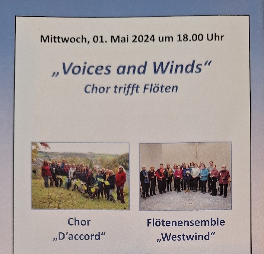 "Voices and Winds" - Chor trifft Flöte in der Genezareth-Kriche