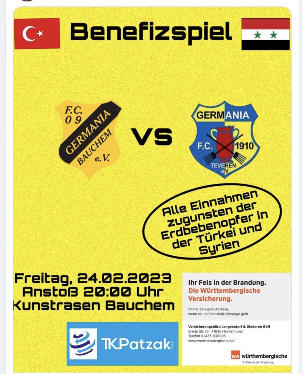 FC Germania Bauchem: Benefizspiel für die Erdbebenopfer in der Türkei und Syrien