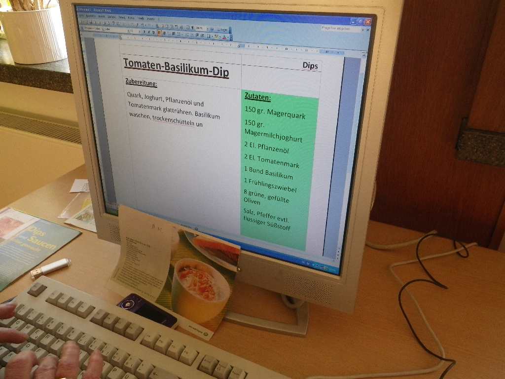 Arbeit an der Rezeptsammlung