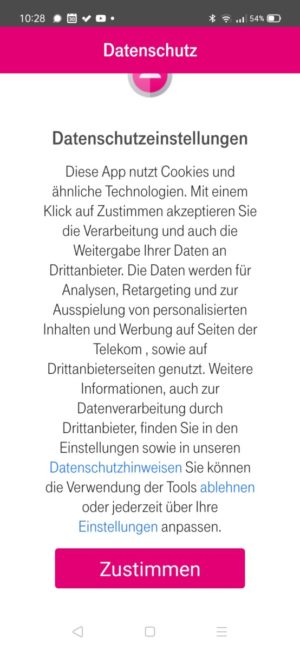 Screenshot Datenschutz