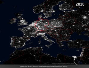 Weltkarte zur Lichtverschmutzung um 2010