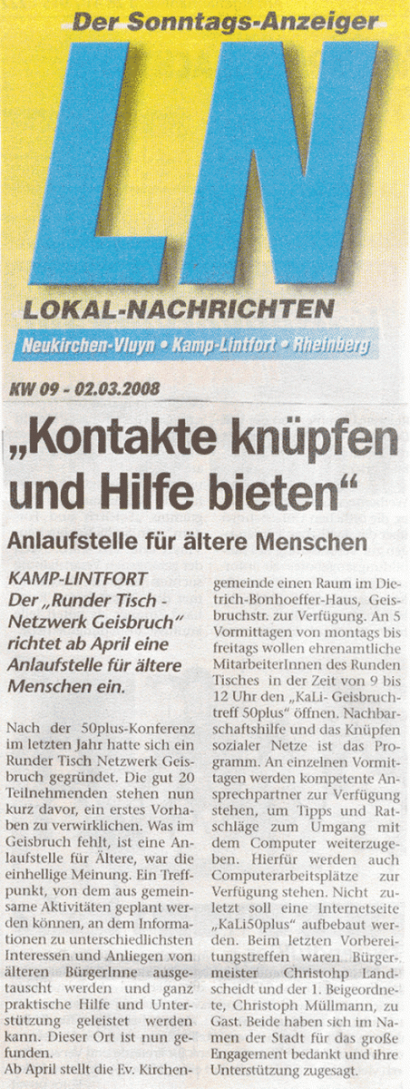 Pressemitteilung Lokal-Nachrichten vom 02.03.2008