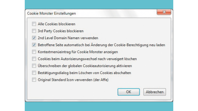 Cookies verwaltenCookies sollen dem Anwender die Benutzung von Websites erleichtern. So erkennt Sie zum Beispiel Amazon wieder, wenn sie die Seite erneut aufrufen. Doch Cookies nützen nicht nur dem Anwender. Anzeigenvermarkter verwenden Cookies zum Anlegen von Nutzerprofilen. Aus diesem Grund besitzt jeder Browser Funktionen, um die Annahme von Cookies zumindest grob zu steuern. Wenn Sie wissen wollen, welche Cookies auf Ihrem PC vorhanden sind, und Sie feinere Werkzeuge für deren Verwaltung suchen, können Sie Cookie Monster und testen. Diese Erweiterung gibt Ihnen umfangreiche Möglichkeiten zum Überwachen und Löschen der kleinen Dateien an die Hand.Download für Firefox