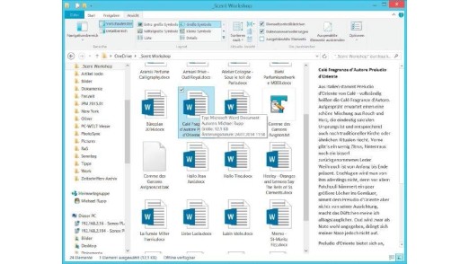 Dateivorschau für Word: Im Windows-Explorer in Windows 8 klicken Sie im Menüband zunächst auf "Ansicht" und dann auf "Vorschaufenster". Nun blendet Windows eine zusätzliche Textspalte mit der Vorschau ein.