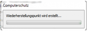 Meldung "Wiederherstellungspunkt wird erstellt ..."