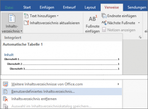 Inhaltsverzeichnis formatieren