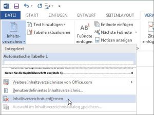 Inhaltsverzeichnis löschen
