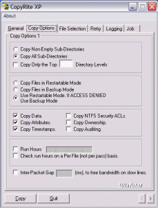 Bild: Copyrite XP: Registerkarte Copy Options 1