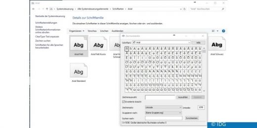 Bild: Zeichensatz Arial