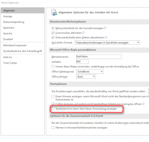Word Optionen