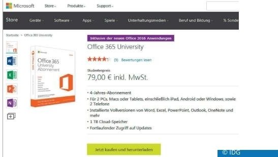 Mit 79 Euro für eine 4-Jahres-Lizenz ist Office 365 University günstig, je nach Hochschule können Studierende die Bürosoftware von Microsoft aber sogar gratis nutzen.