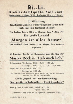 Flyer zur Eröffnung 1949