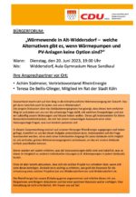 Bürgerforum "Wärmewende in Widdersdorf"