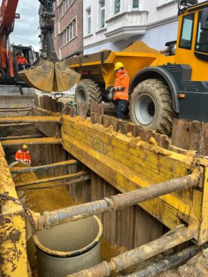 Der Kanalbau befindet sich aktuell auf Höhe des Projektbüros NEUSTART INNENSTADT