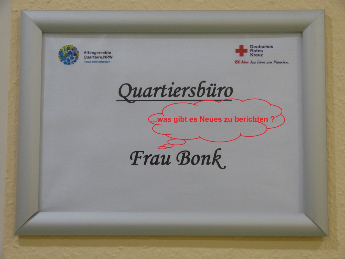 Türschild am Quartiersbüro