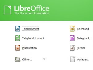 LibreOffice Startbildschirm