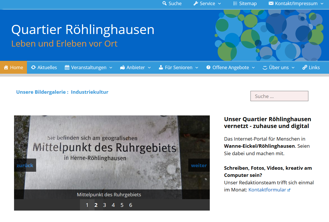 Screenshot Quartier Röhlinghausen – Leben und Erleben vor Ort